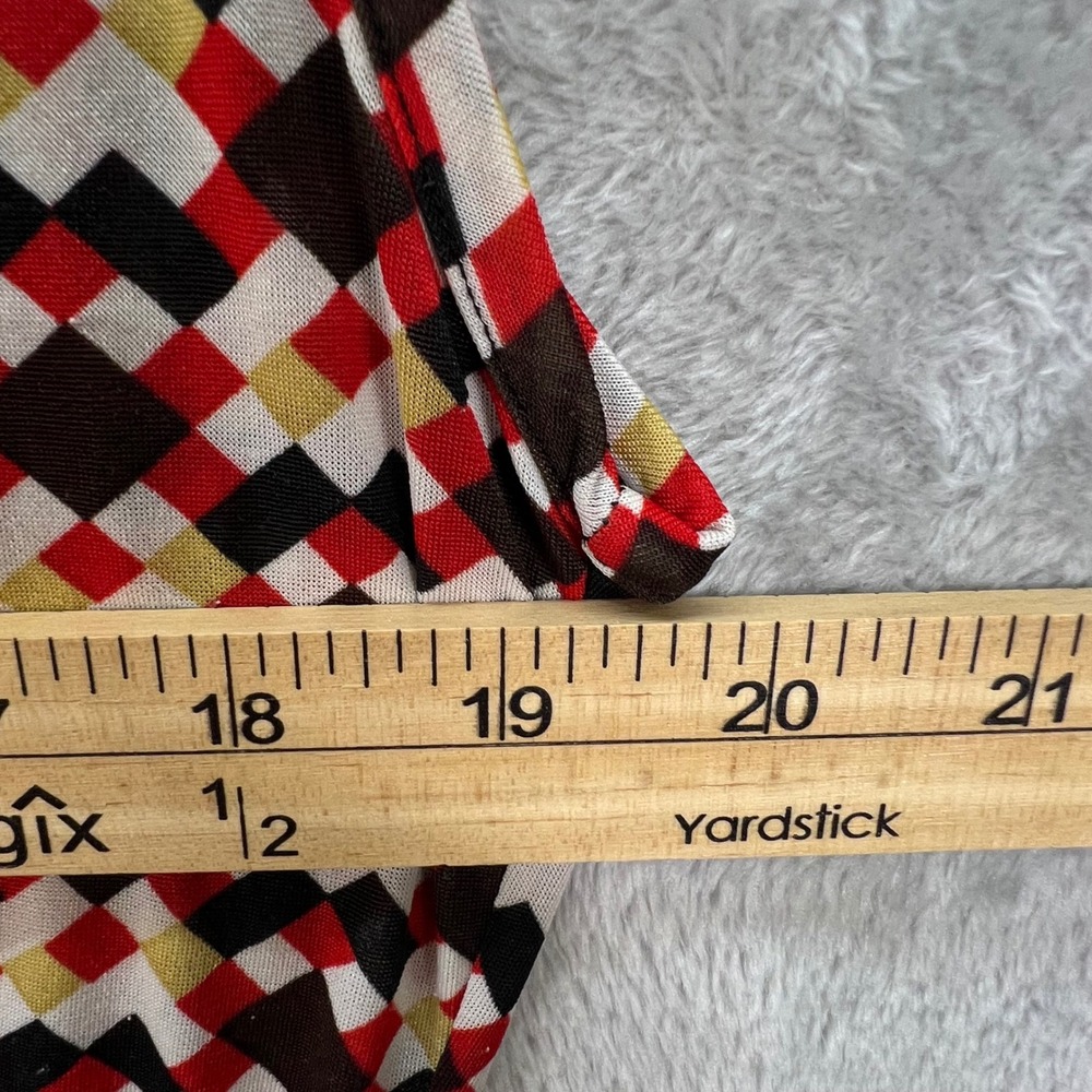 Elizabeth Dalton M Silk Blend Geometric Ruched Faux Wrap Y2K Bodycon Retro Chic - Picture 5 of 8